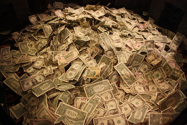 Pile of dollar bills