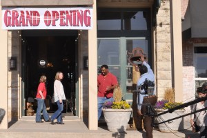 Extras on the set of Gallows Road with Ernie Hudson
