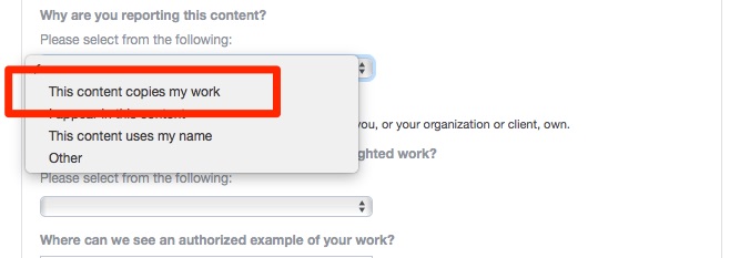 Reporting copyright violations on Facebook