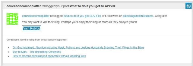 Word Press Notice of Reblogging