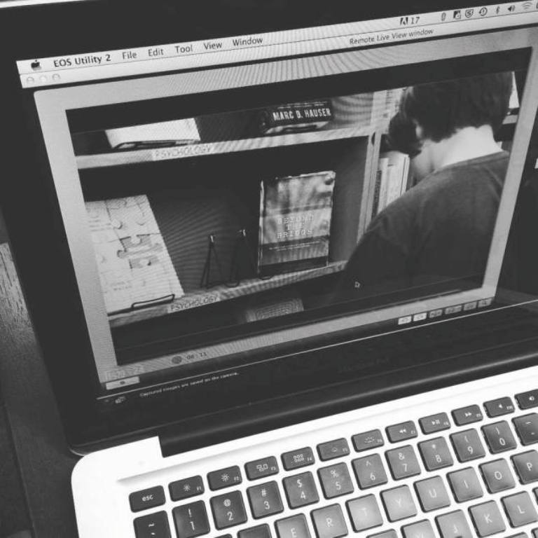 Monitor view of actor Kameron Badgers on the set of Beyond the Bridge