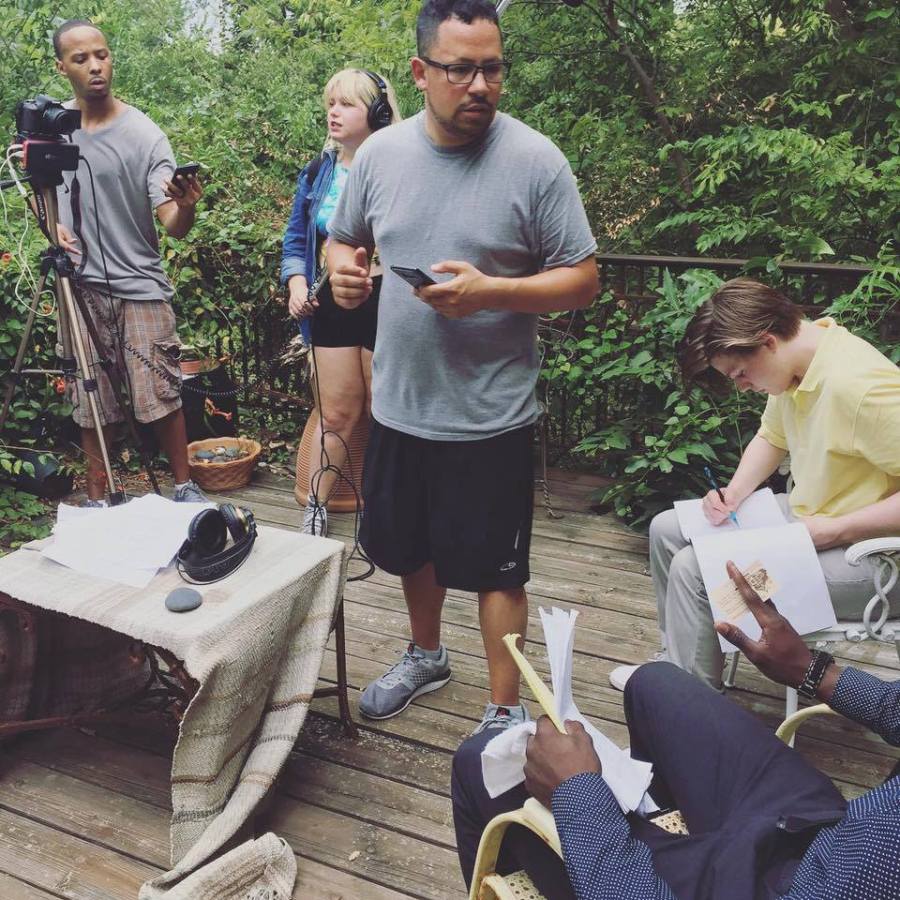Kameron Badgers on the set of Beyond the Bridge